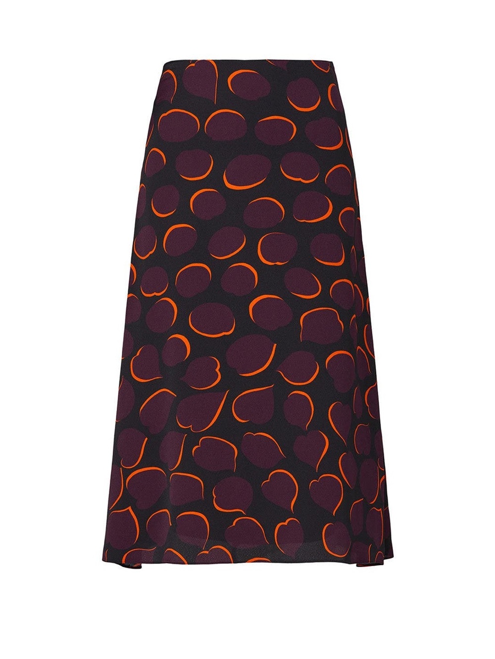 Marni Black Midi Skirt with Purple and Orange Pattern sz M